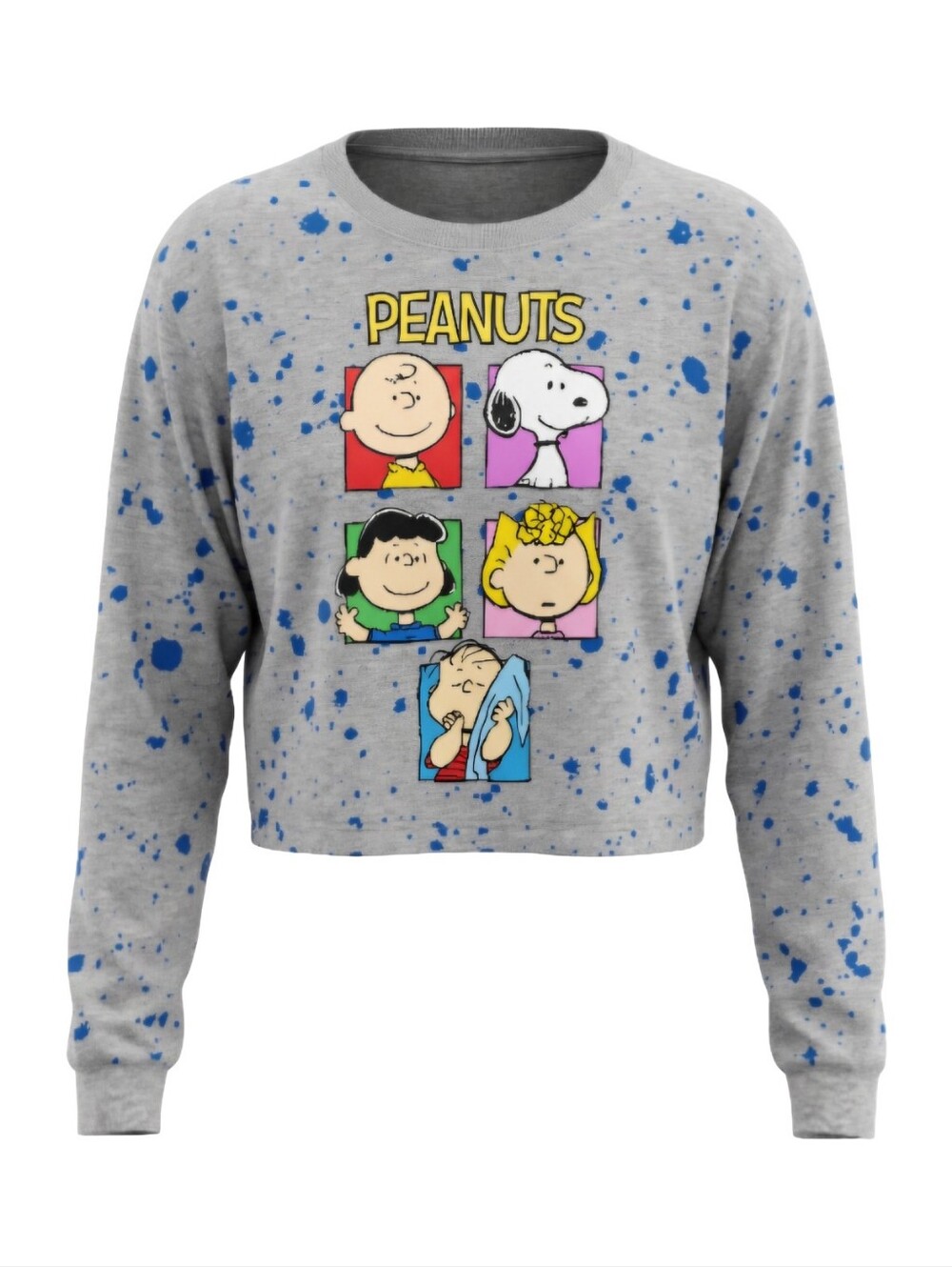 Peanuts Grey Speckled Kids Long Sleeve Graphic Tee